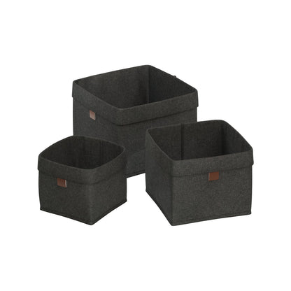 Flexi Storage Living Dark Grey Square Felt Baskets - Set of 3 - 210 x 160mm