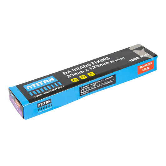 Titan Collated Nail Brads - 25 x 1.75mm - Stainless Steel - 1000 Pack