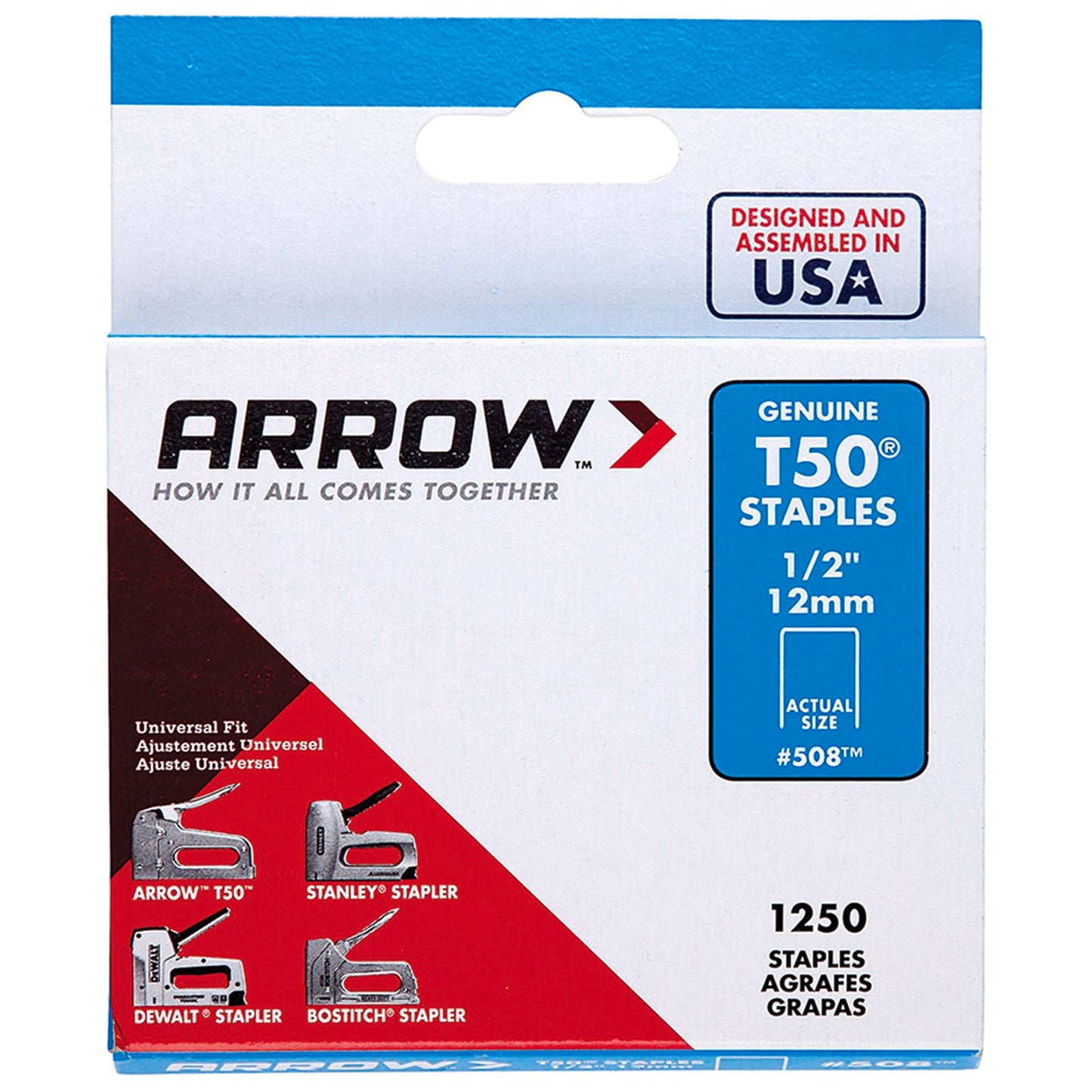 Arrow T50 Staples - 12mm - 1250 Pack