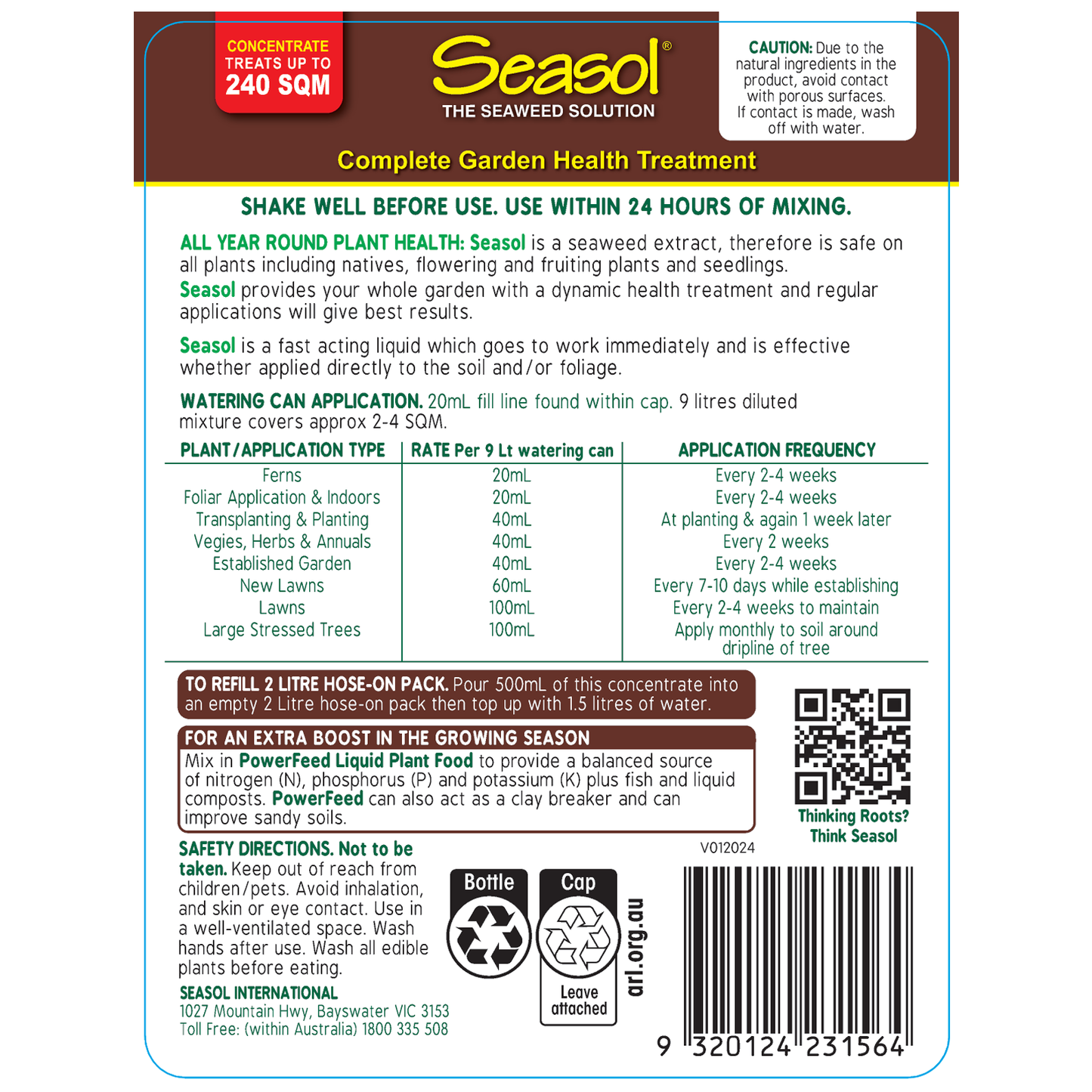 Seasol Seaweed Health Tonic Concentrate - 1.2L