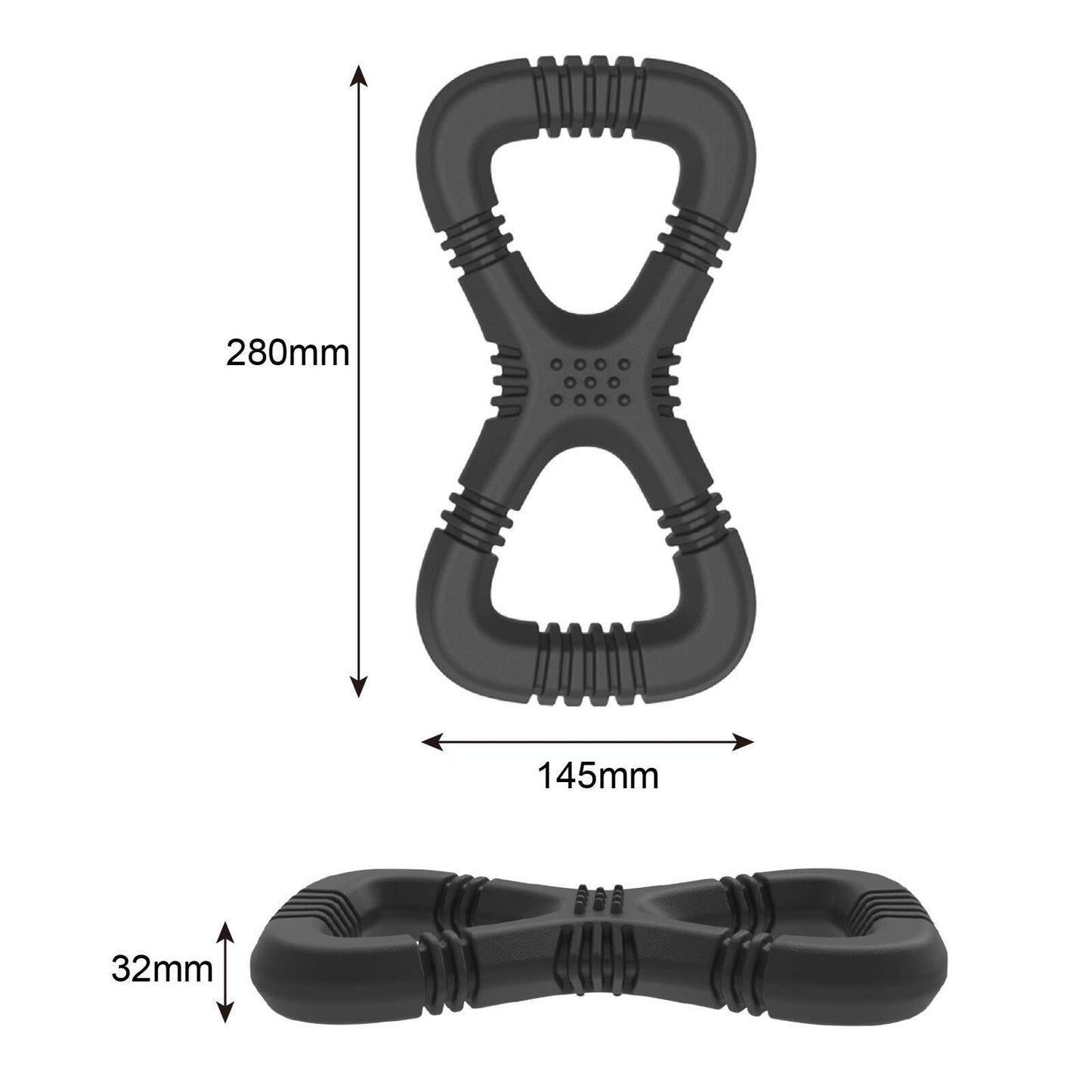 Gladiator Large Black Tug Rubber Dog Toy