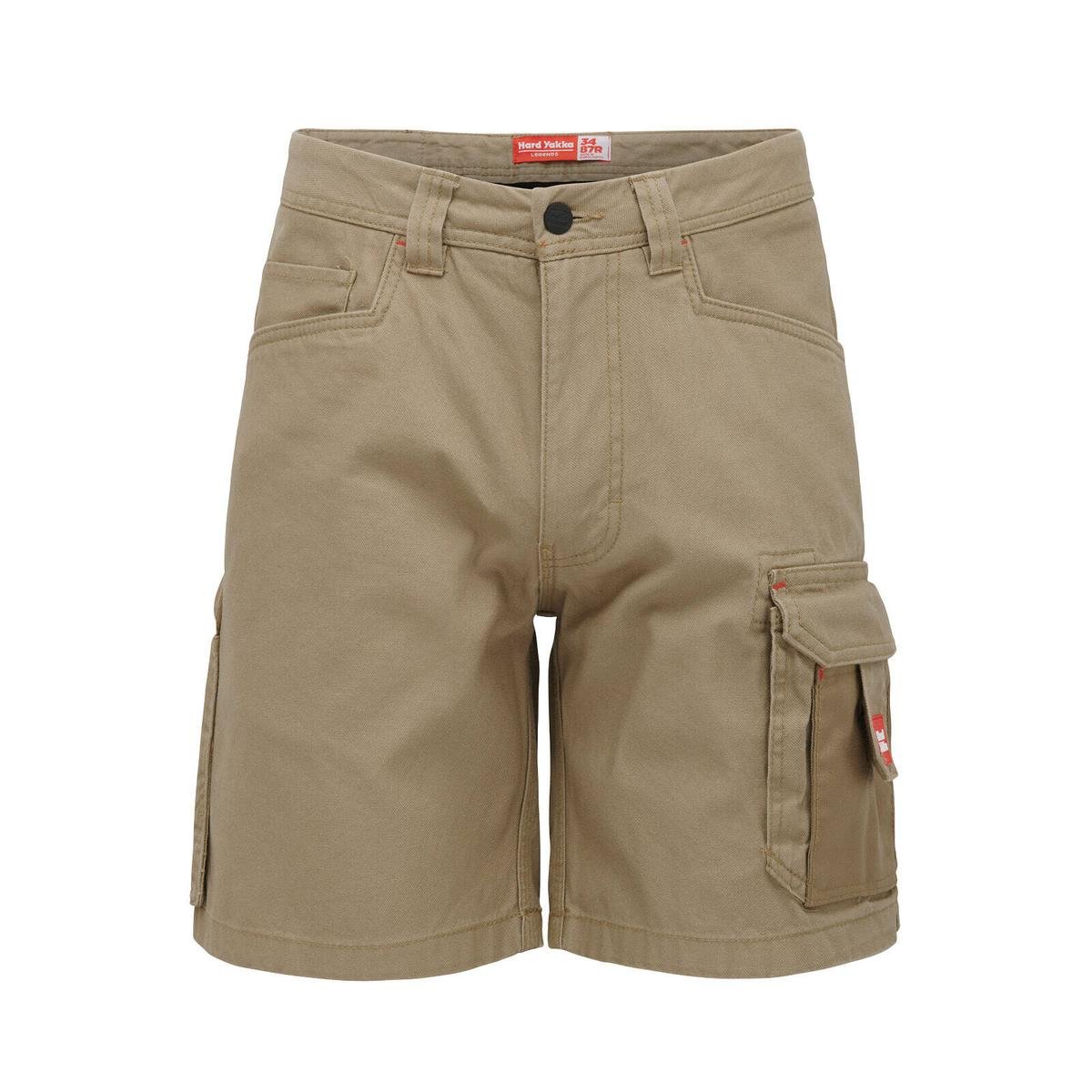 Hard Yakka Legends Cargo Short 102R Khaki Cotton Tough Relaxed Fit