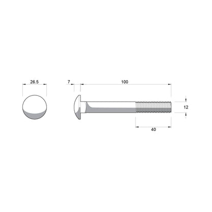 Zenith Hot Dip Galvanised Cup Head Bolts & Nuts - M12 x 100mm - 12 Pack