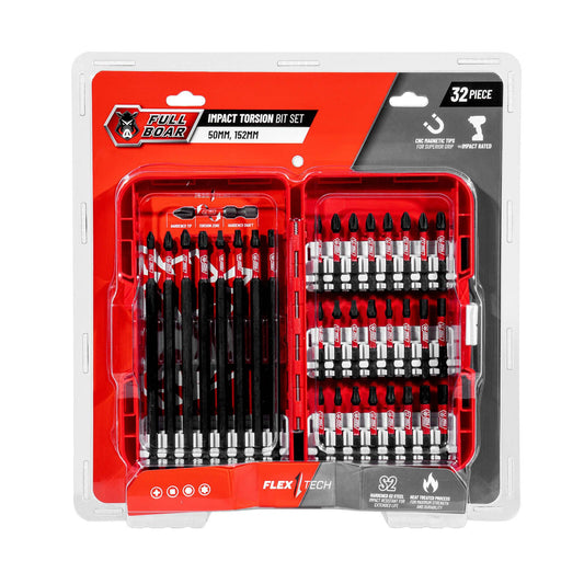 Full Boar Impact Magnetic Torsion Bit Set 32 Piece