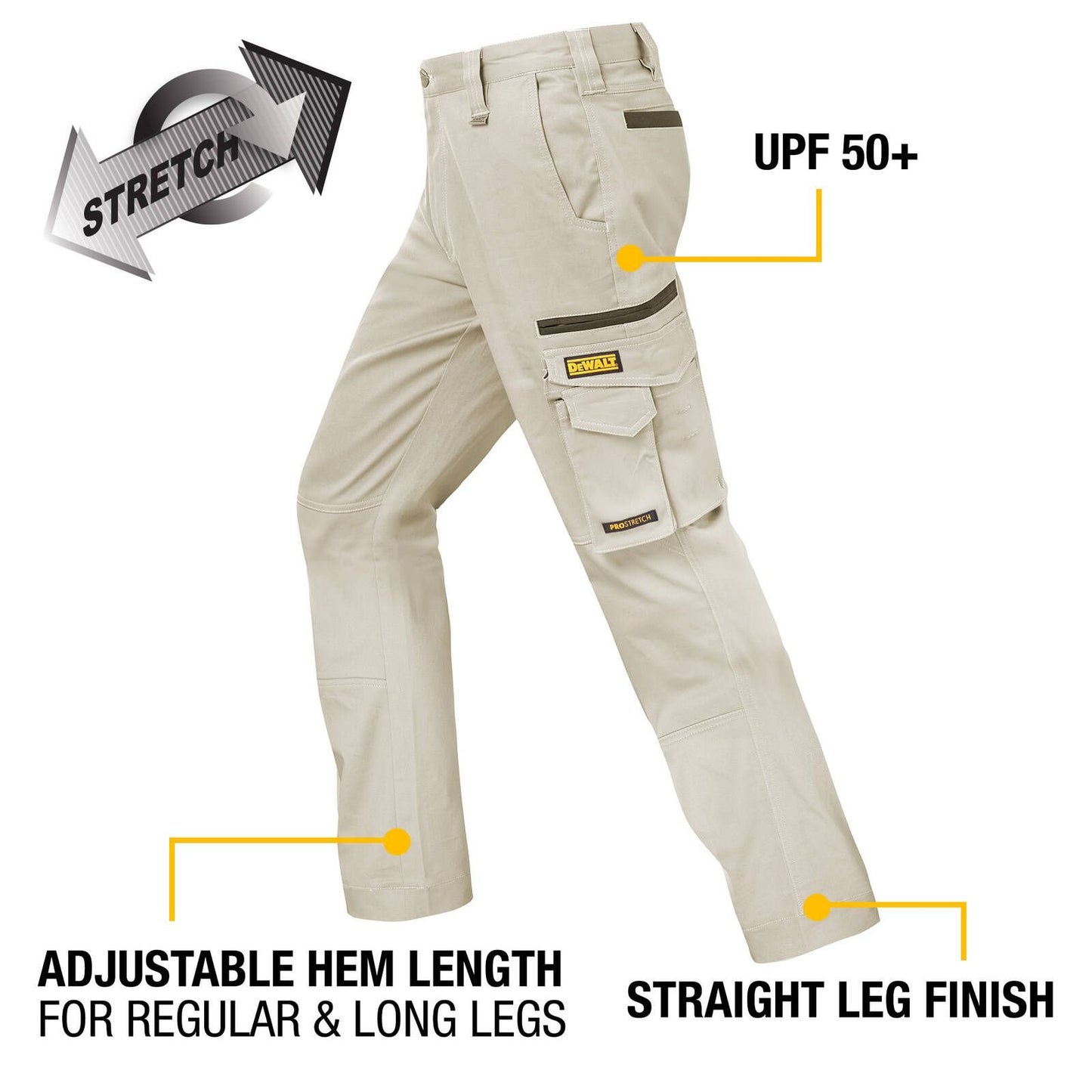 Dewalt Acoma Prostretch Trousers - Size 34 - Khaki