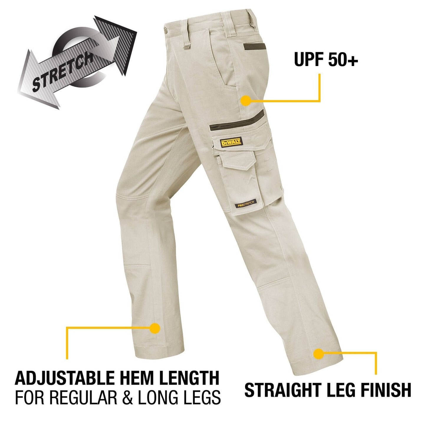 Dewalt Acoma Prostretch Trousers - Size 38 - Khaki