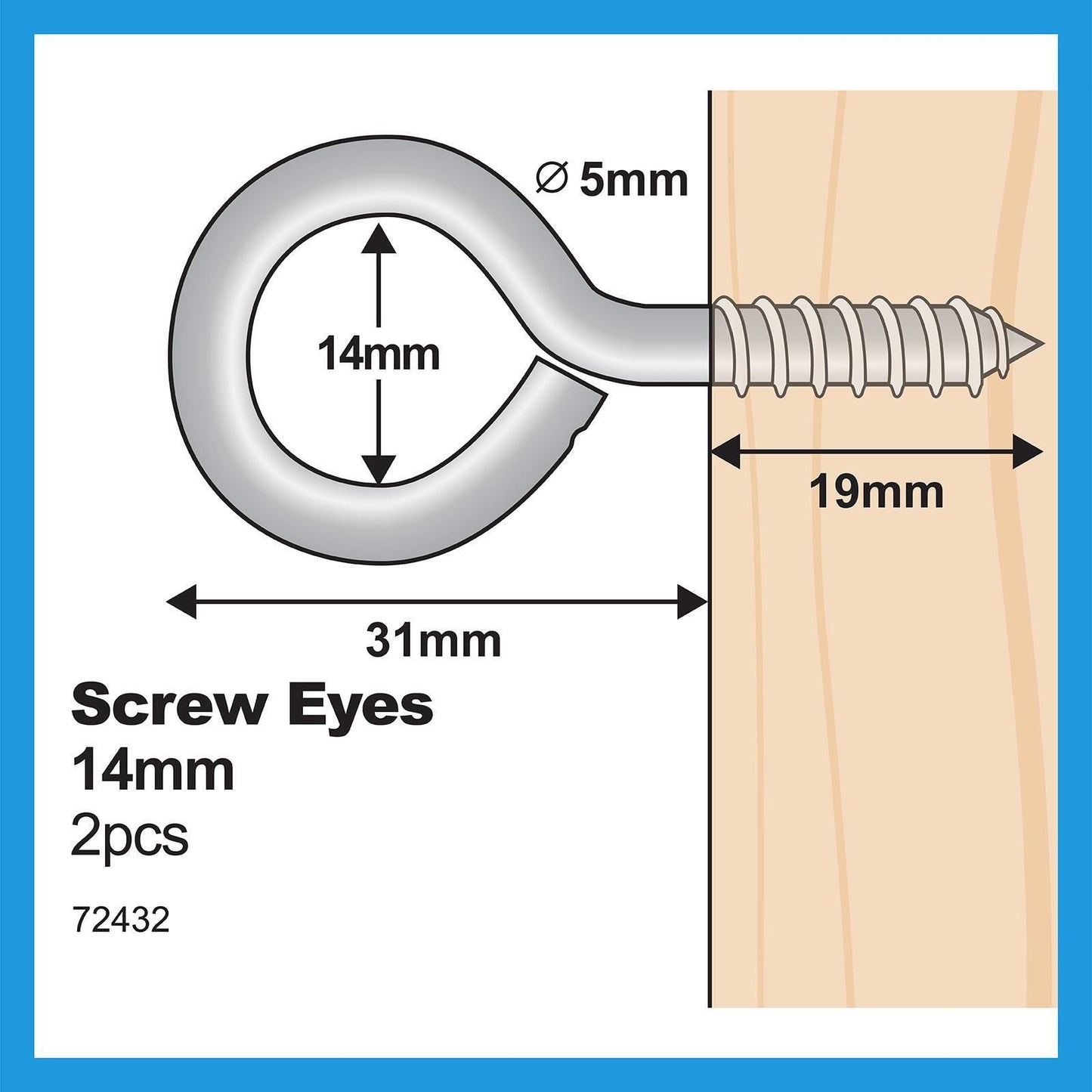 Everhang Screw Eye Hook - 14mm - 2 Pack