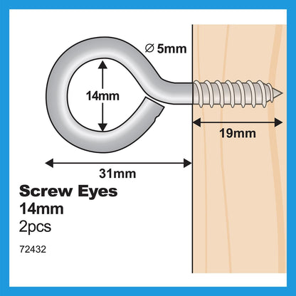 Everhang Screw Eye Hook - 14mm - 2 Pack