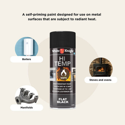 White Knight Hi Temp Spray Paint - 300g - Black