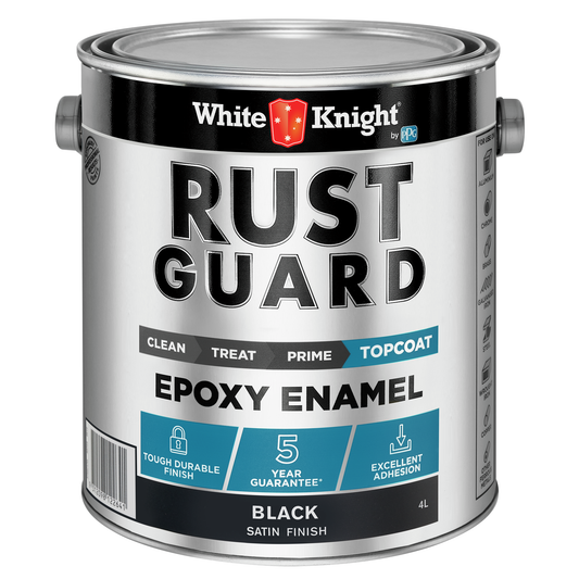 White Knight Rust Guard Black Satin Epoxy Enamel Paint - 4L