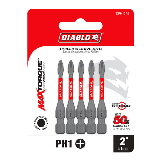 Diablo Power Bit - PH1 - 2" - 5 Pack