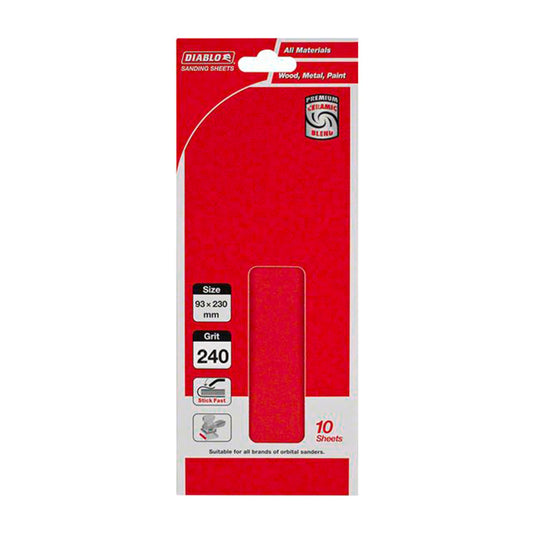 Diablo Abrasive Orbital Sheet - 93mm x 230mm - 240 Grit - 10 Pack
