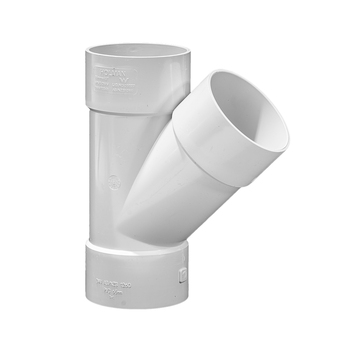 Holman 65mm PVC DWV Plain Junction 45° Female-Female Connection