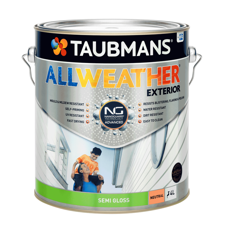 Taubmans 4L Neutral Semi Gloss All Weather Exterior Paint