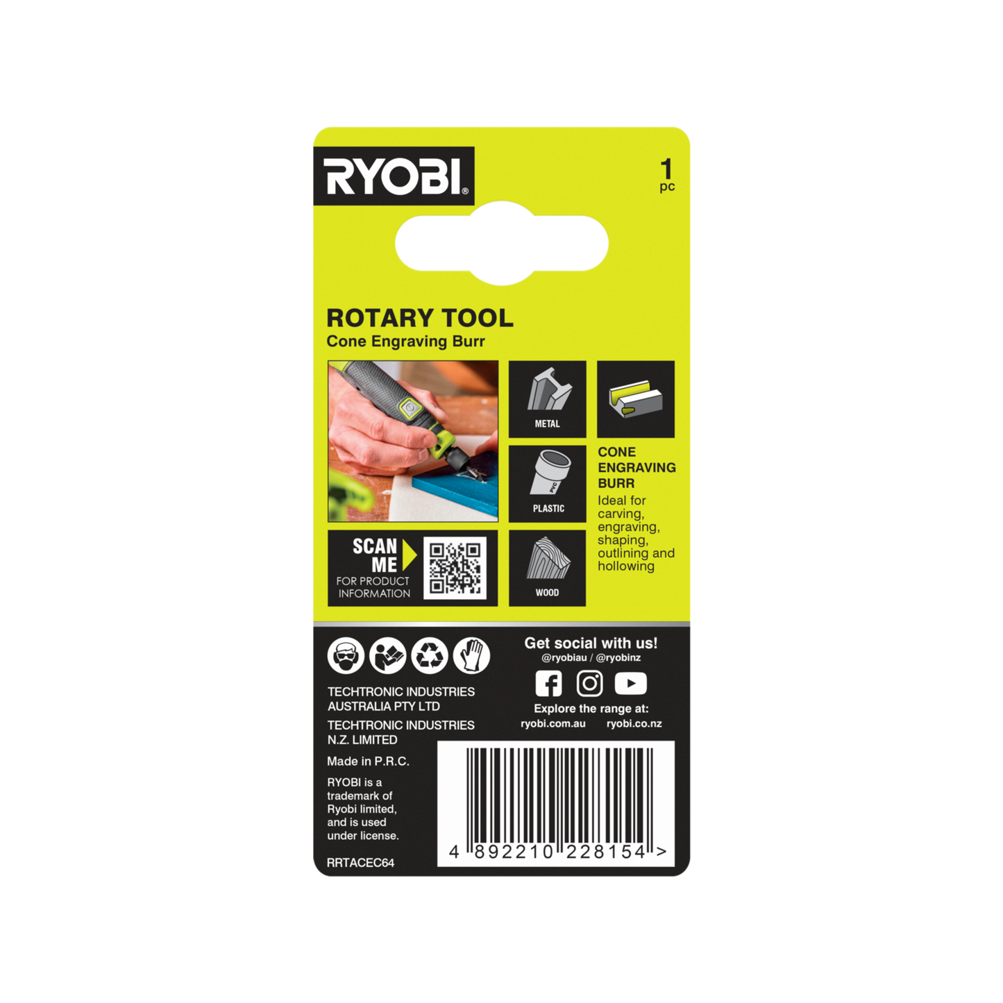 Ryobi Cone Shaped Engraving Burr - 6.4mm