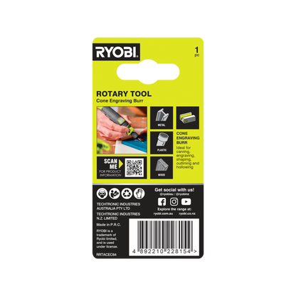 Ryobi Cone Shaped Engraving Burr - 6.4mm