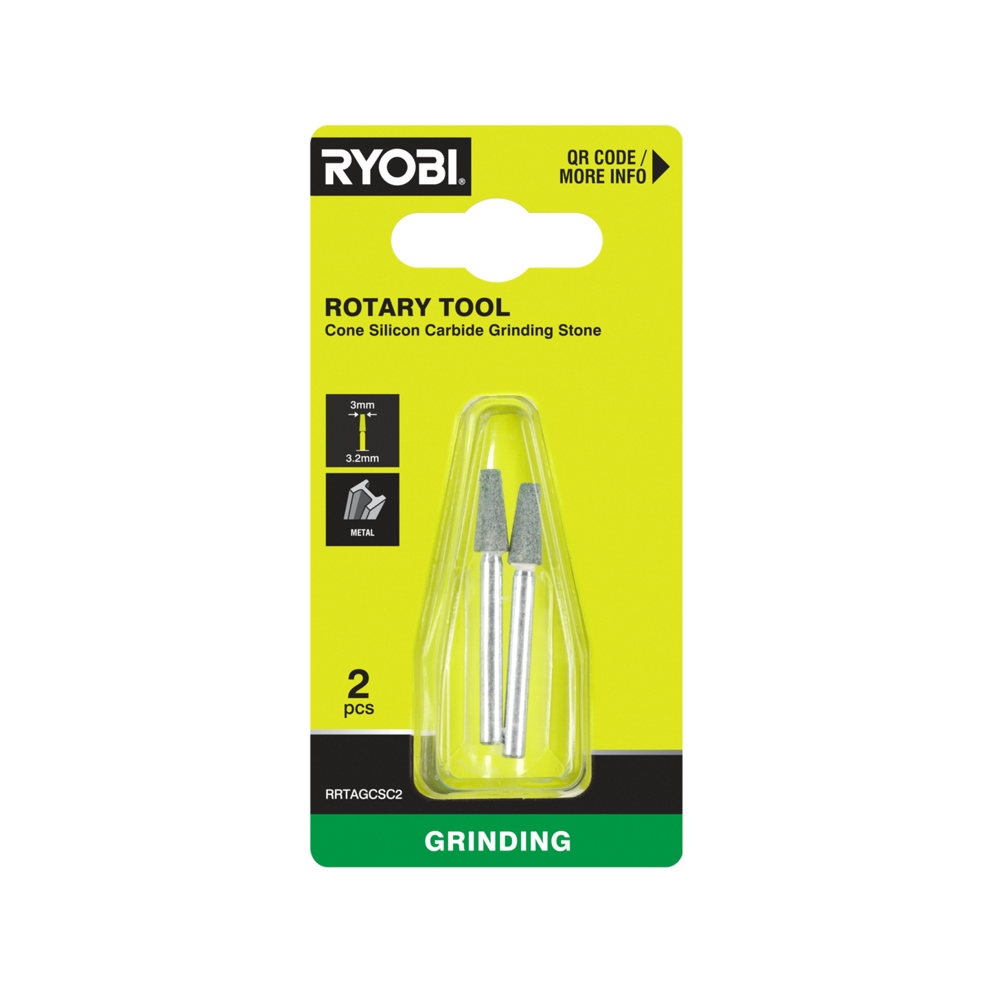 Ryobi Rotary Cone Grinding Stone - 4.7mm - 2 Pack