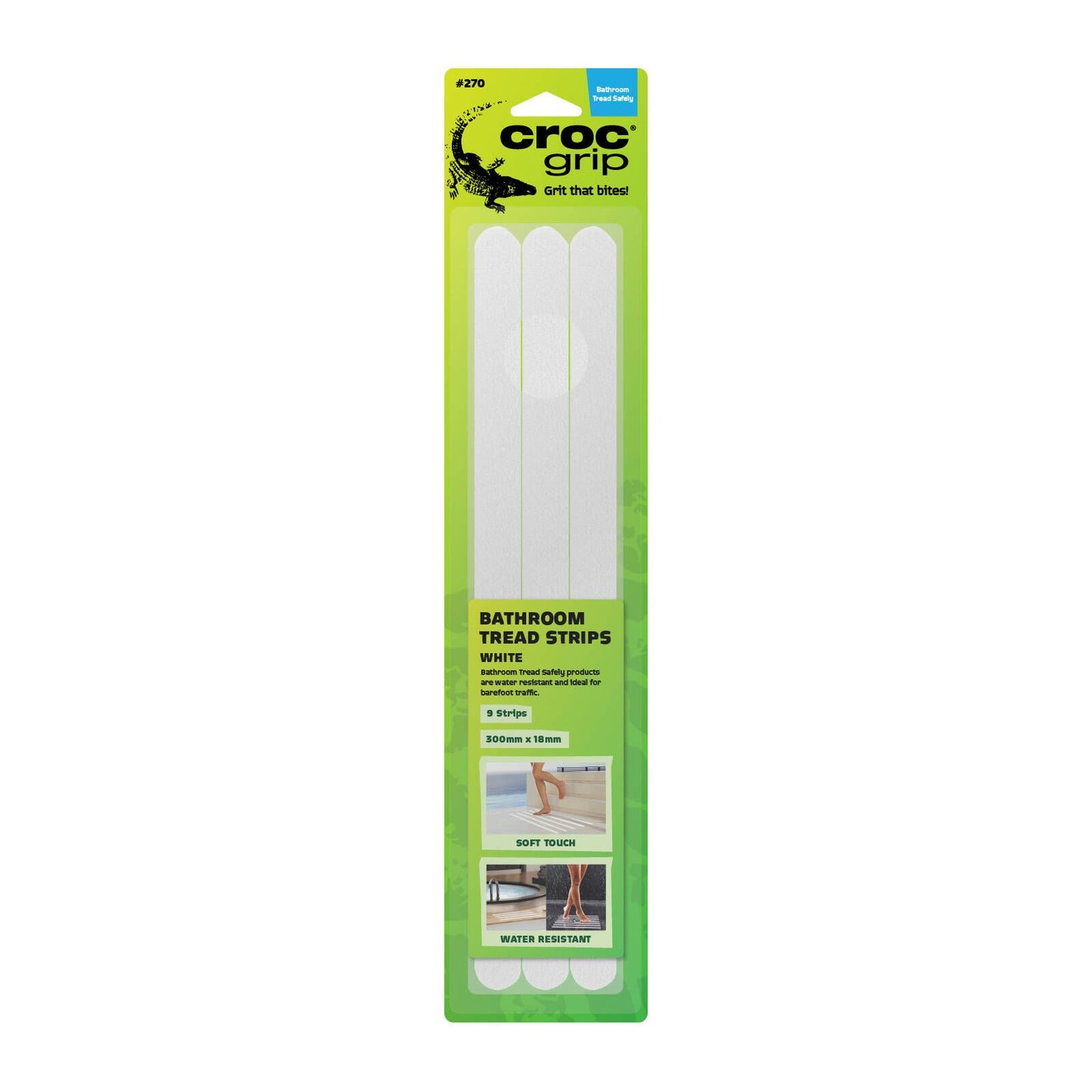Croc Grip White Anti-Slip Bathroom Strips - 300mm - 9 Pack