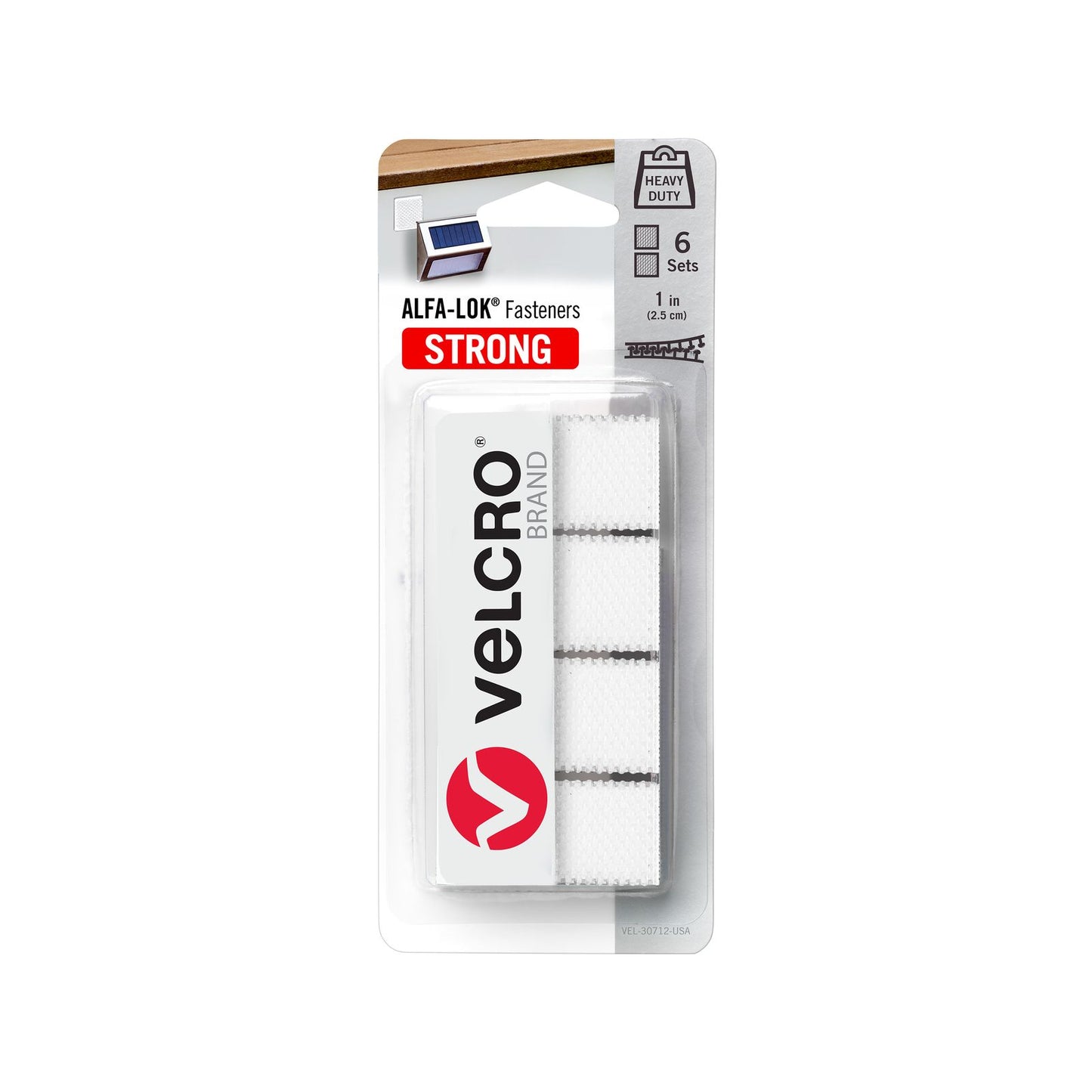 Velcro Brand Alfa Lok Squares - 25mm - 6 Pack - White