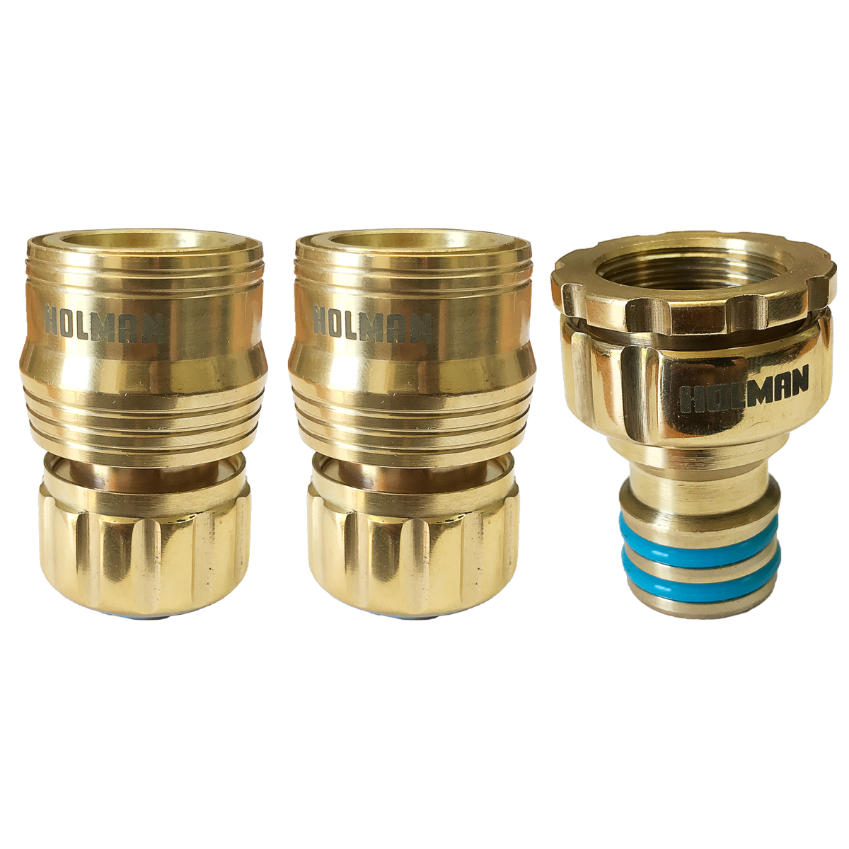 Holman Brass Hose Connector Set - 18mm - Durable - Easy Fit - Gold