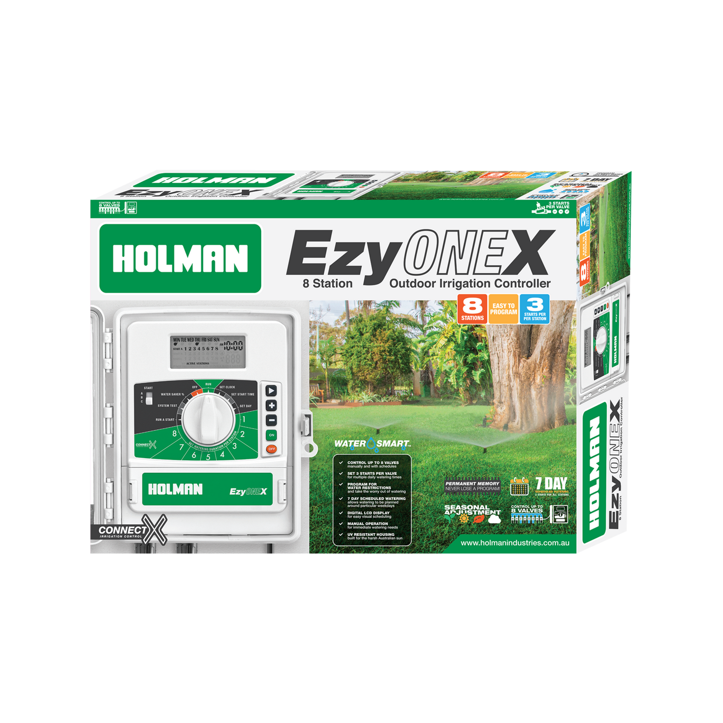 Holman Ezyone Irrigation Controller - 8 Station - 46 x 248 x 185mm - Grey