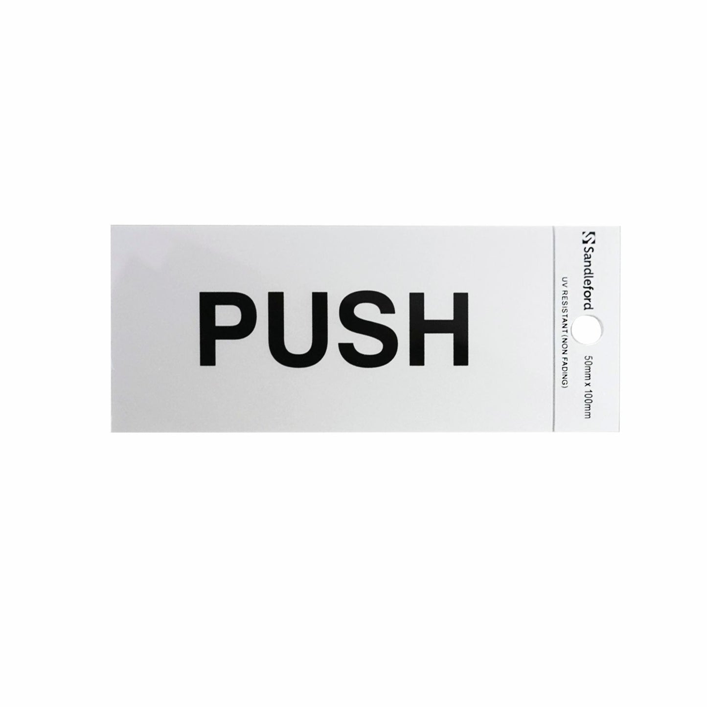 Sandleford Push Silver Self Adhesive Sign - 100 x 50mm