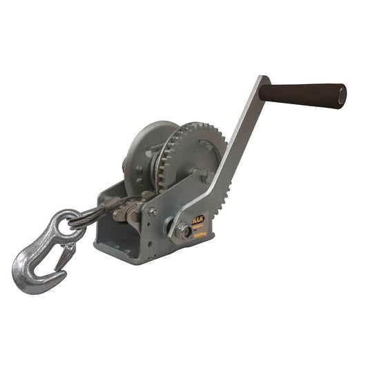 Gorilla 500kg Hand Winch - 6m Wire Rope - Galvanised Steel - Durable