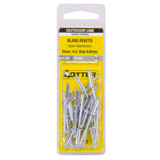 Otter Open Aluminium Blind Rivets - 4.0 x 9.6mm - 25 Pack