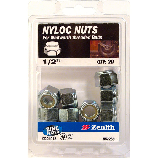 Zenith Nyloc Nut - 1/2" - 20 Pack