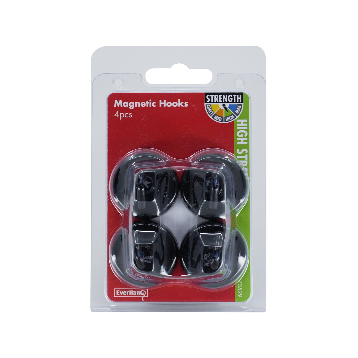 Everhang Magnetic Hook - 35mm - Ferrite - 6.3kg Pull Rating - 4 Pack