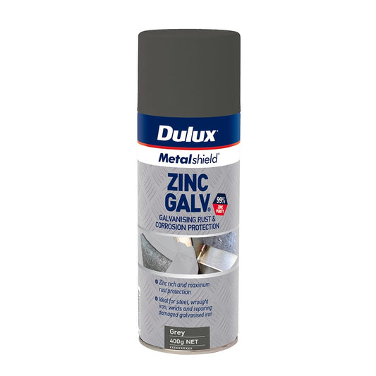 Dulux Metalshield Zinc Galv Spraypak 400g Grey - Anti-Corrosive Coating