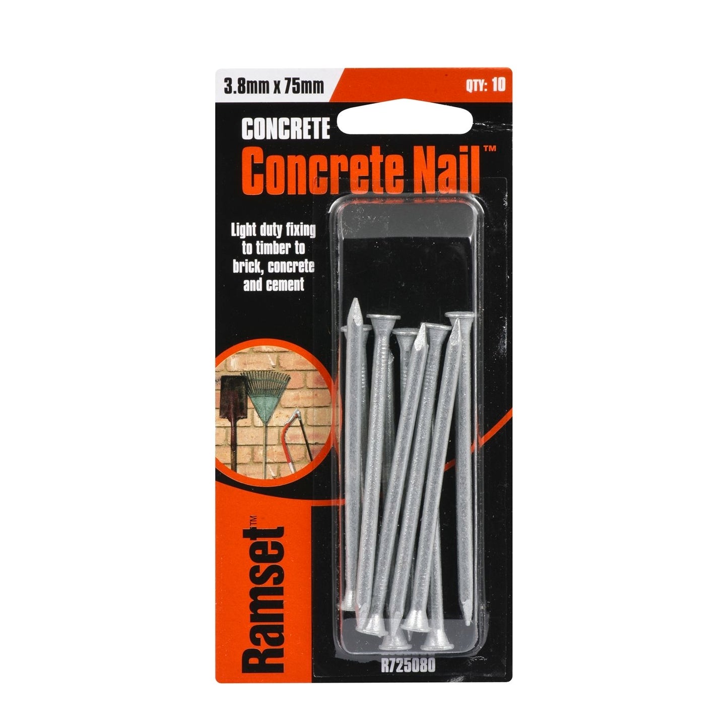 Ramset Concrete Nail - 3.8 x 75mm - 10 Pack