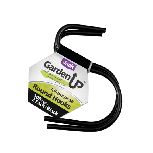Jack Garden Up All-Purpose Round Hook - 100mm, Black, 2 Pack