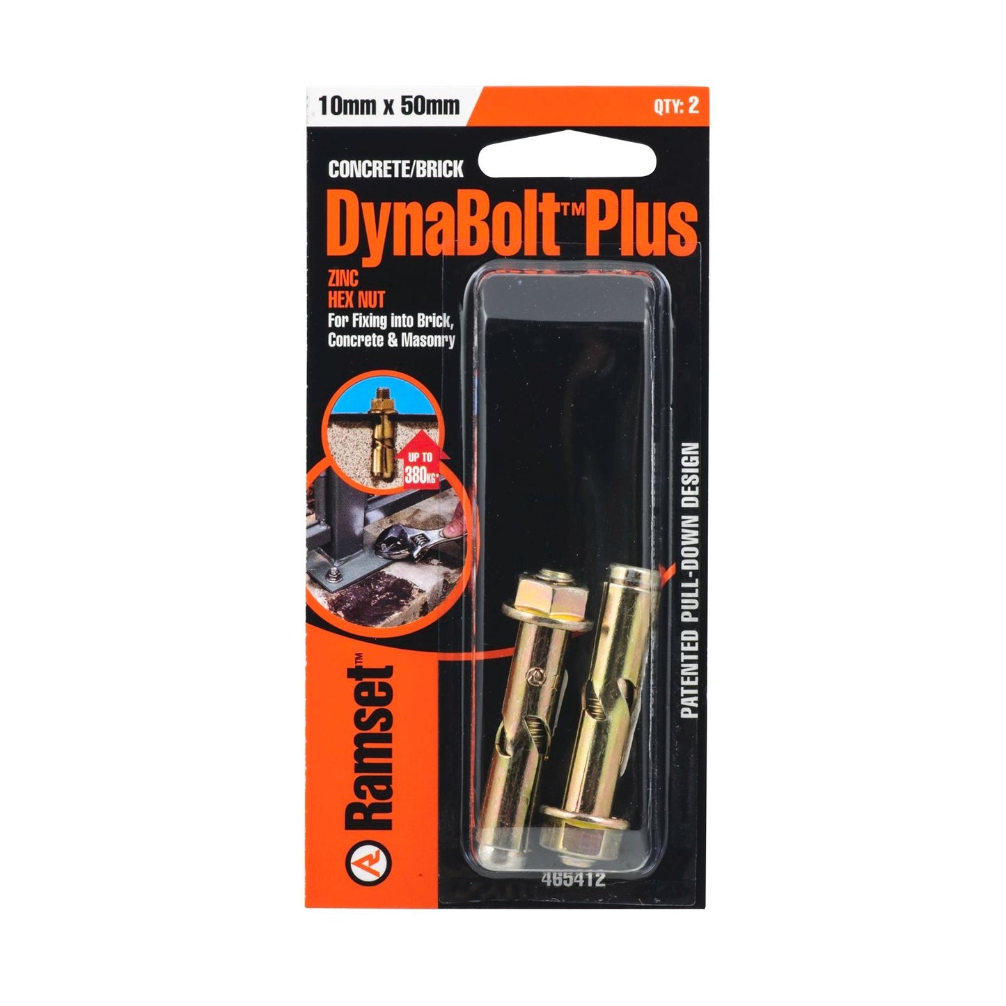Ramset DynaBolt Plus - 10mm Hex Nut - 2 Pack