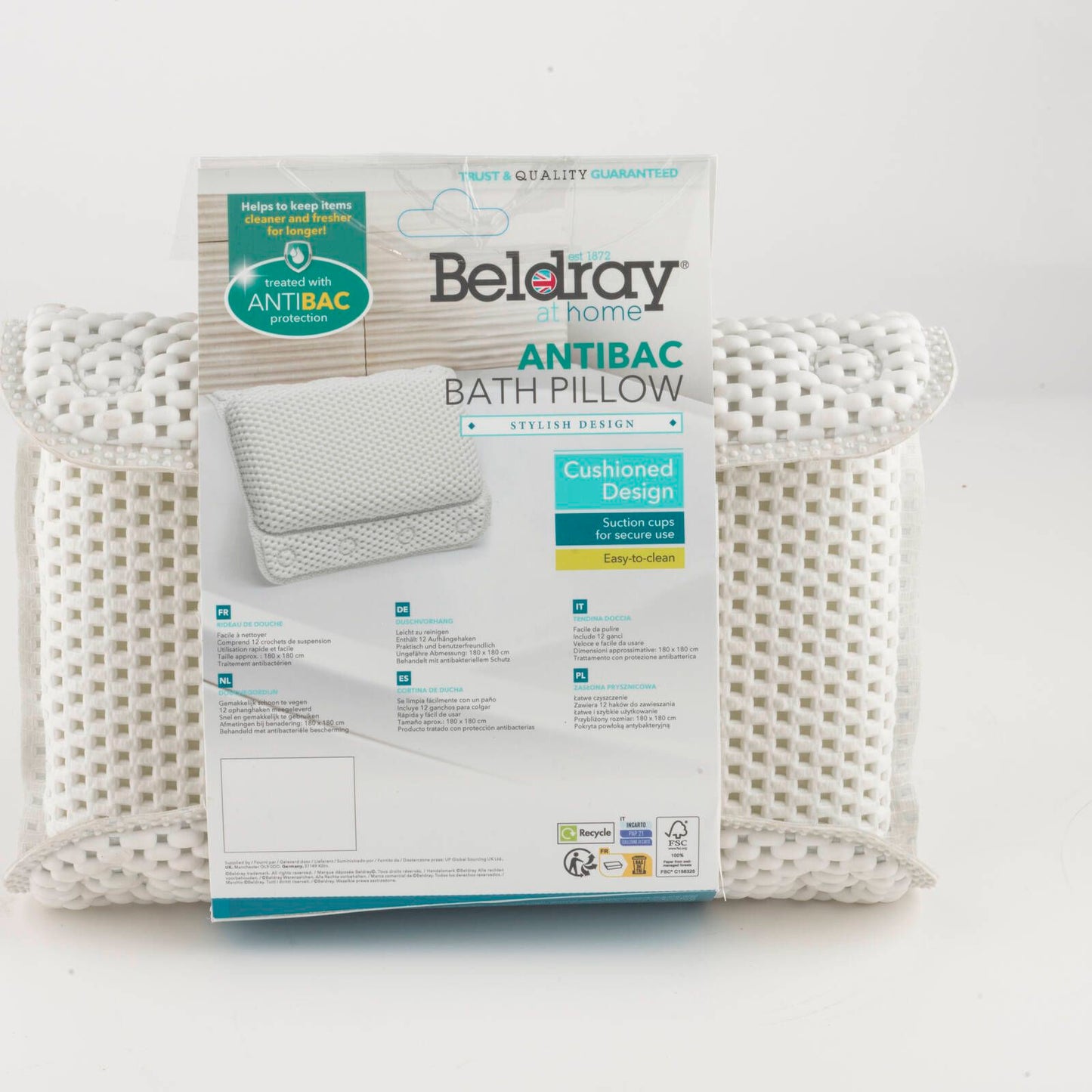 Beldray Antibac Bath Pillow - 290 x 230 x 80mm - White
