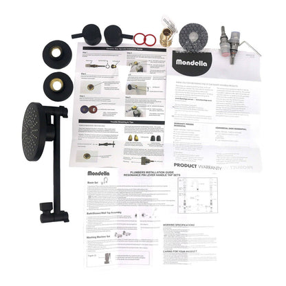Mondella Black Matte Resonance Shower Set - 1/4 Turn