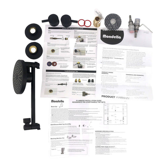 Mondella Black Matte Resonance Shower Set - 1/4 Turn