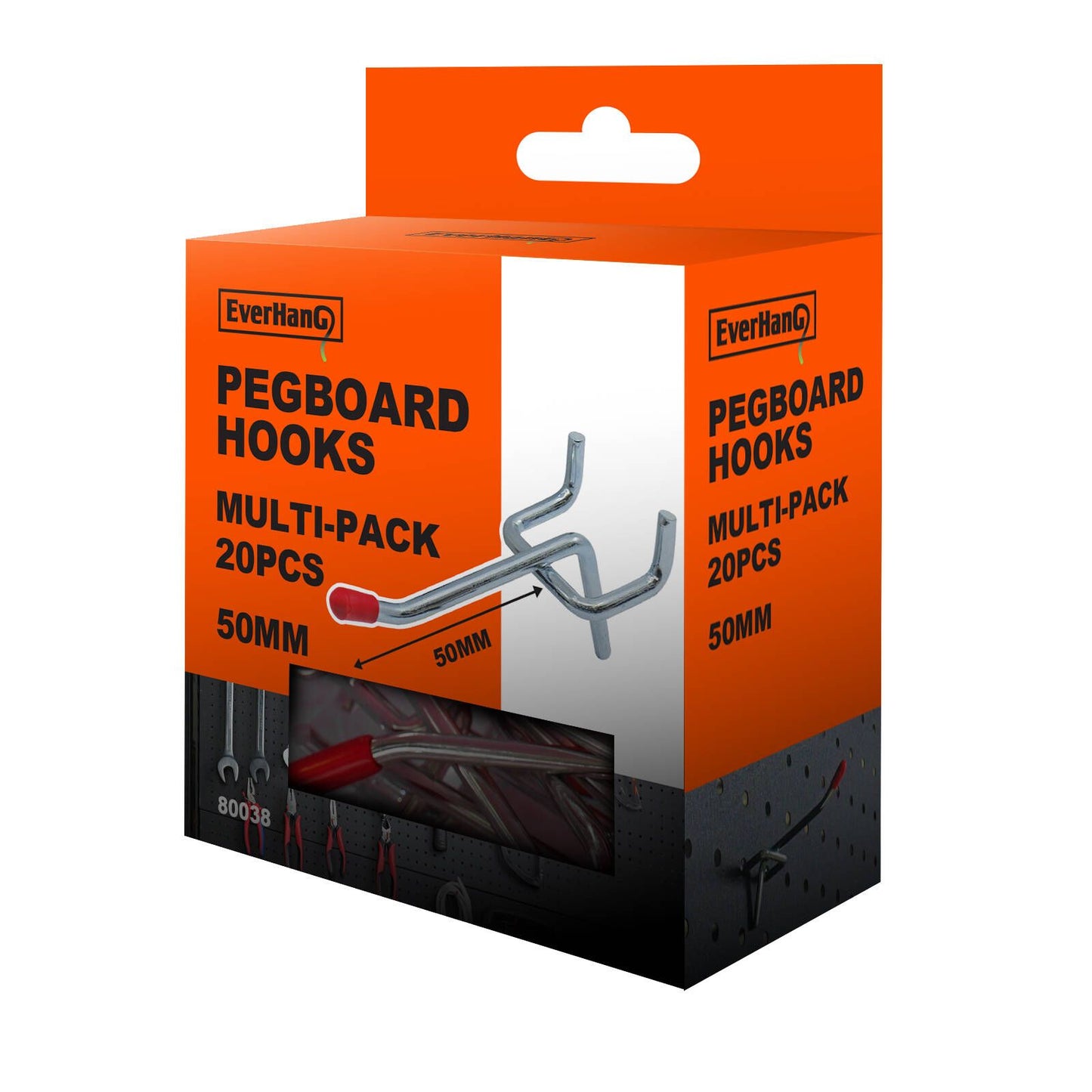 Everhang Pegboard Single Hook - 50mm - 20 Pack