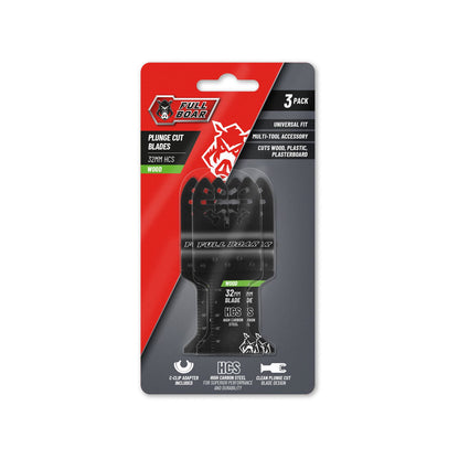 Full Boar Wood Flush Cut Multi Tool Blade - 32mm - 3 Pack