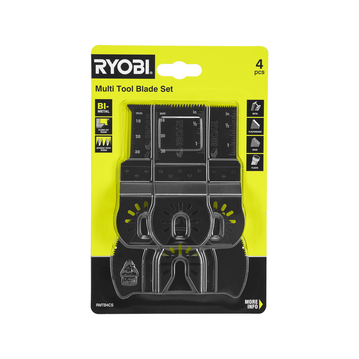 Ryobi Multi Tool Blade Set - 32-88mm - 4 Piece
