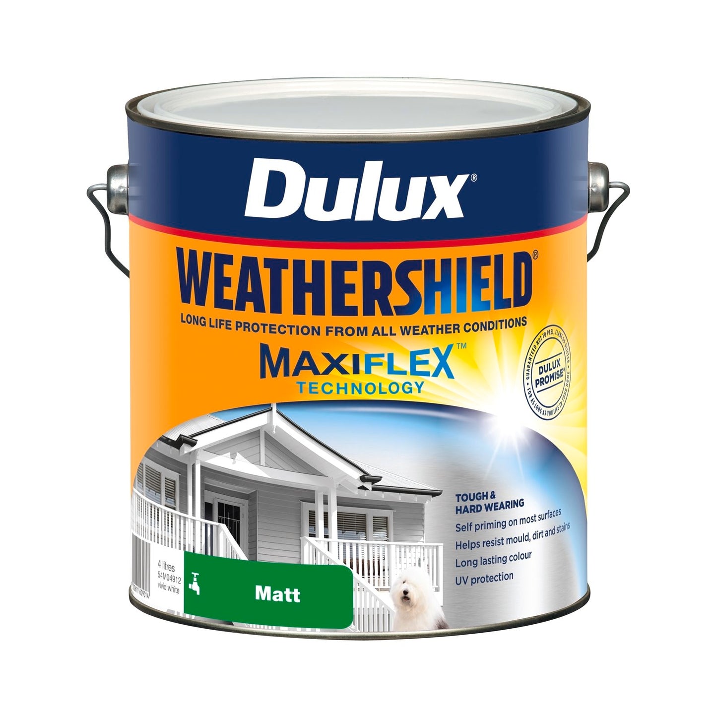 Dulux Weathershield Exterior Paint - 4L - Vivid White Matt