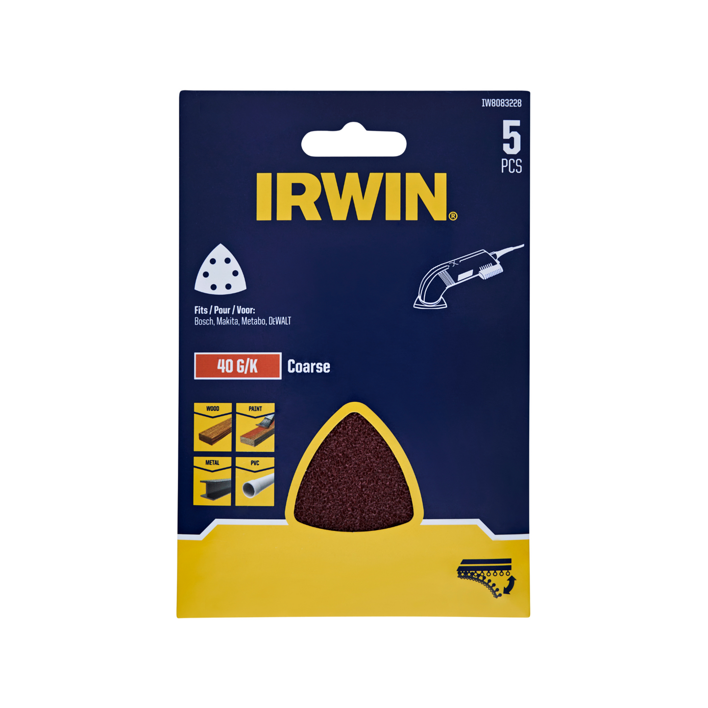 Irwin Detail Sheets - 40 Grit - 35 x 172mm - 5 Pack