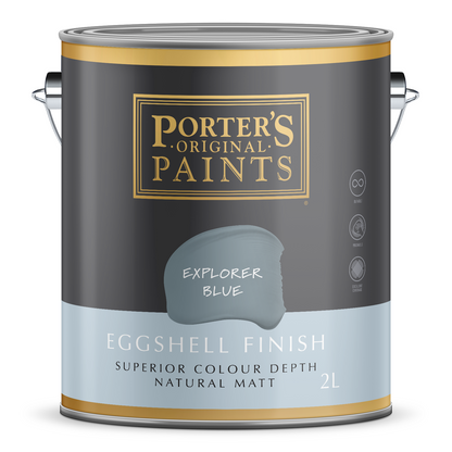 Porter's Washable Paint - 2L - Explorer Blue - Eggshell
