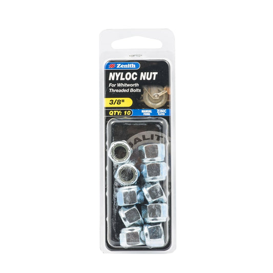 Zenith Nyloc Nuts - 3/8" - 10 Pack