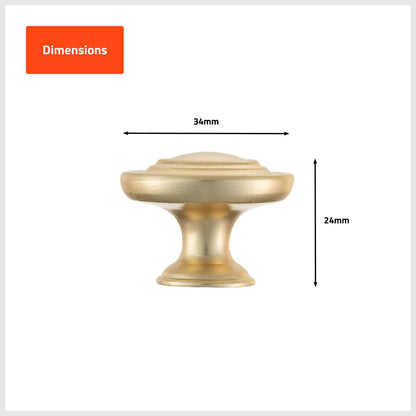 Taskmaster Round Cabinet Knob - 34mm - Brushed Brass