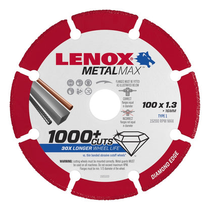 Lenox Metal Max Diamond Blade 100 x 16 x 1 3mm Durable Metal Cutting
