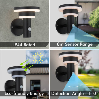 Arlec Solar LED Wall Light - 18cm - 400lm - Black