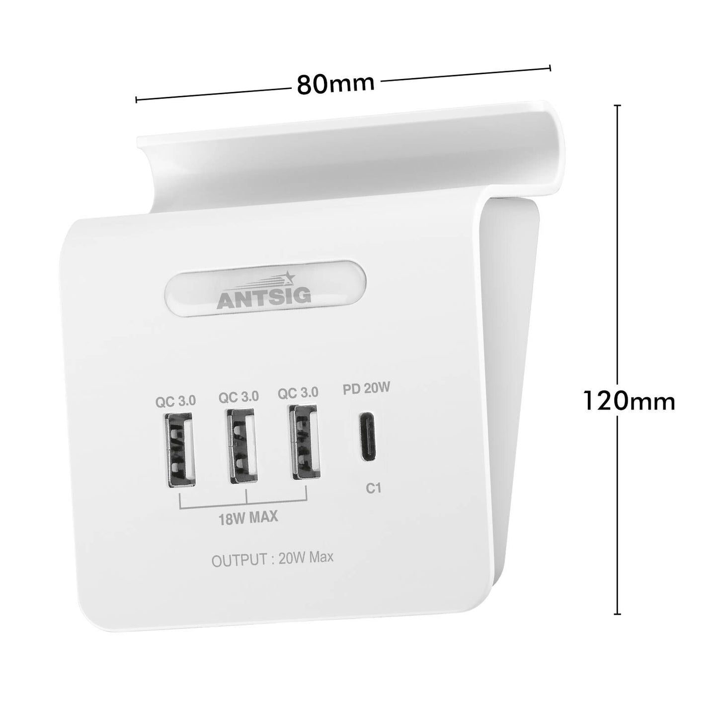 Antsig 20W Compact USB Charger - 4 Ports