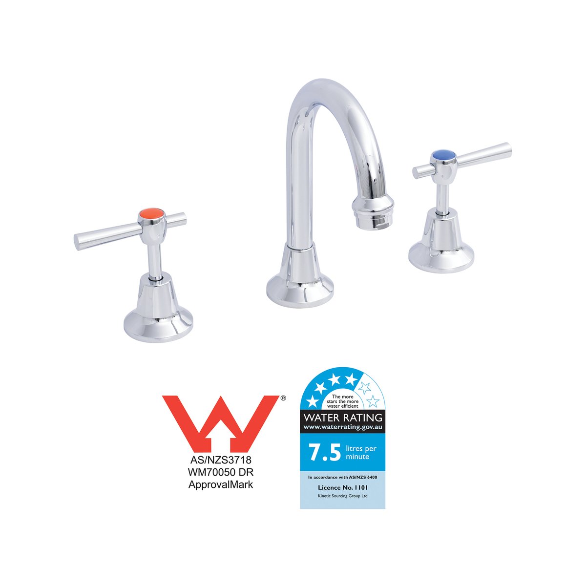 Evekare 1/4 Turn Lever Basin Set - 7.5L/min - Chrome - Accessibility
