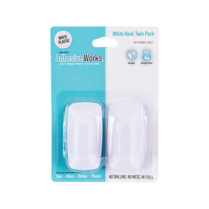Naleon White Self Adhesive Hook - 40 x 80mm - 2 Pack
